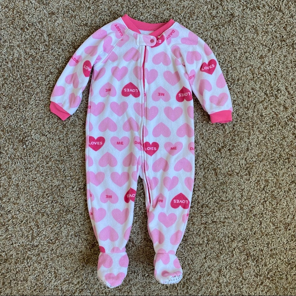 Children's Place Valentine's Day Heart Fleece Sleeper Footie Pajamas